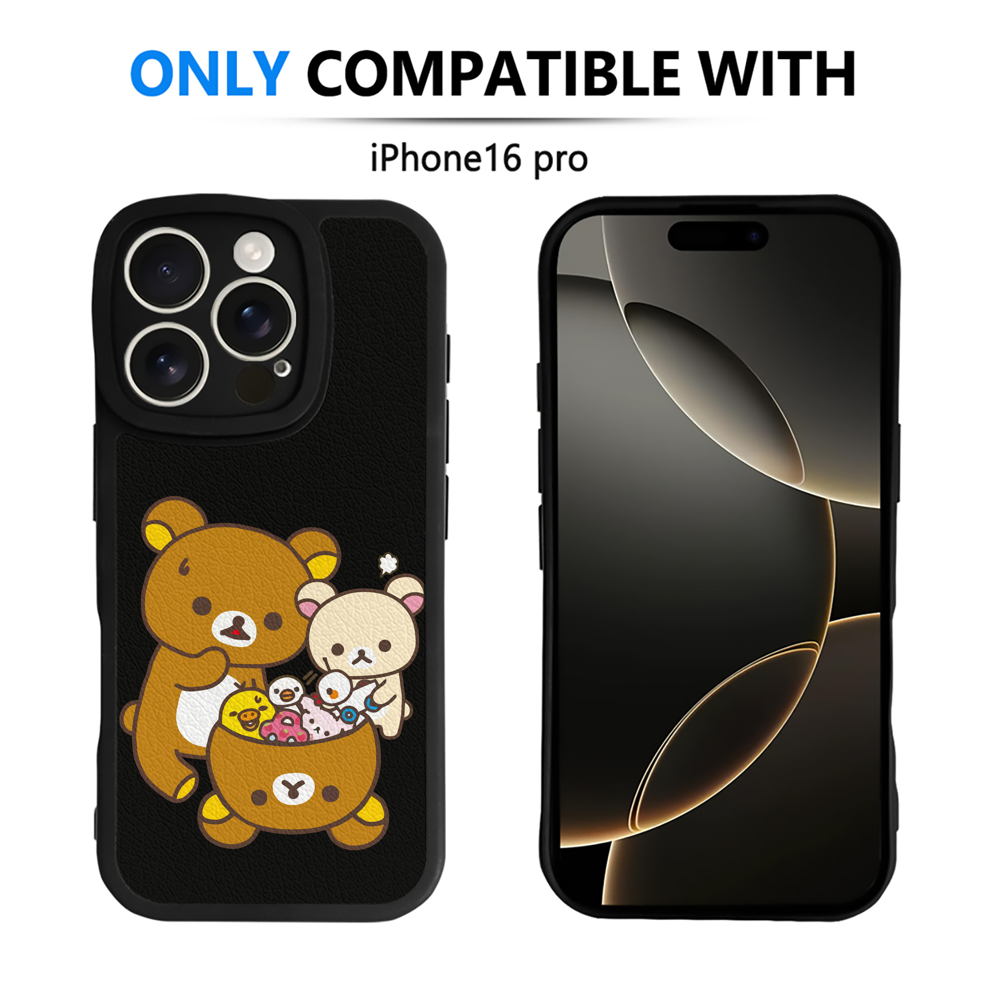 （画像用） リラックマ リラックマ キイロイトリ Rilakkuma Korilakkuma Kiiroitori 【iPhone 16シリーズ対応】シリコンスマホケース（レザー調） 材質：シリコン